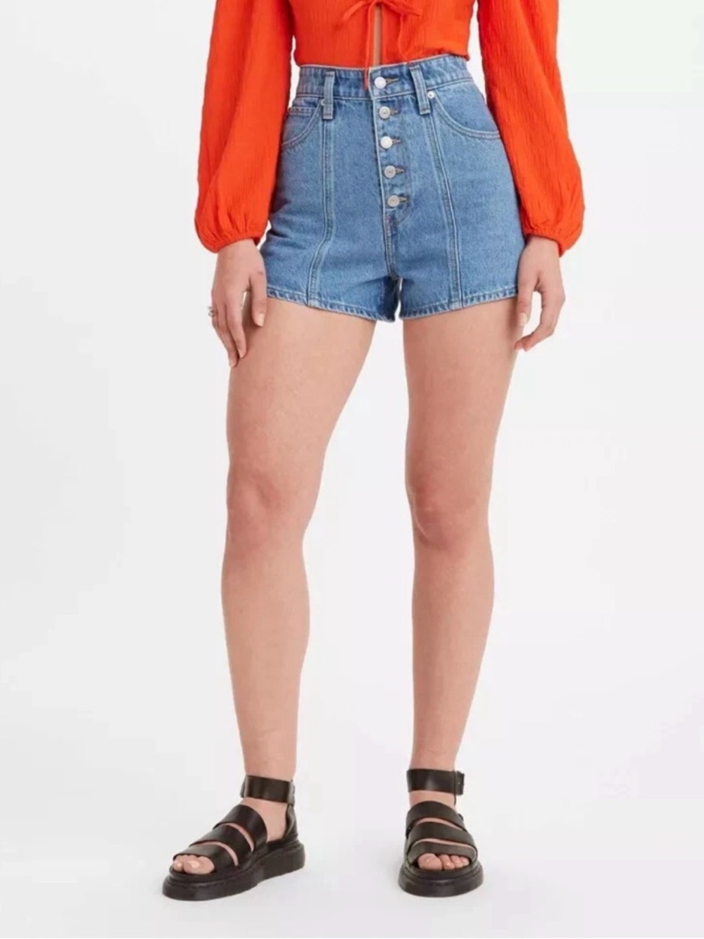 NWT Levi's Women's High Rise Mom Light Wash Denim Button Fly 5 Pocket Shorts W28